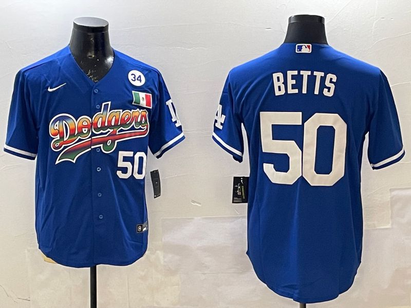 Men Los Angeles Dodgers #50 Betts Blue Fashion 2025 Nike MLB Jersey style 3->detroit tigers->MLB Jersey
